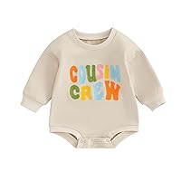 Newborn Sweatshirt Romper clothes Letter Cousin Crew Embroidery Cute Infant Baby Boy Fall Matching outfits