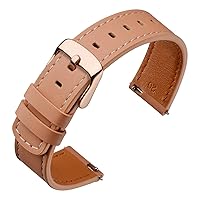ANNEFIT 18mm Watch Band with Rose Gold Buckle, Quick Release Genuine Leather Replacement Strap (Apricot)