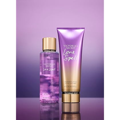 Victoria's Secret Love Spell Mist & Lotion Set for Women, Notes of Cherry Blossom and Fresh Peach Fragrance, Love Spell Collection, Assorted