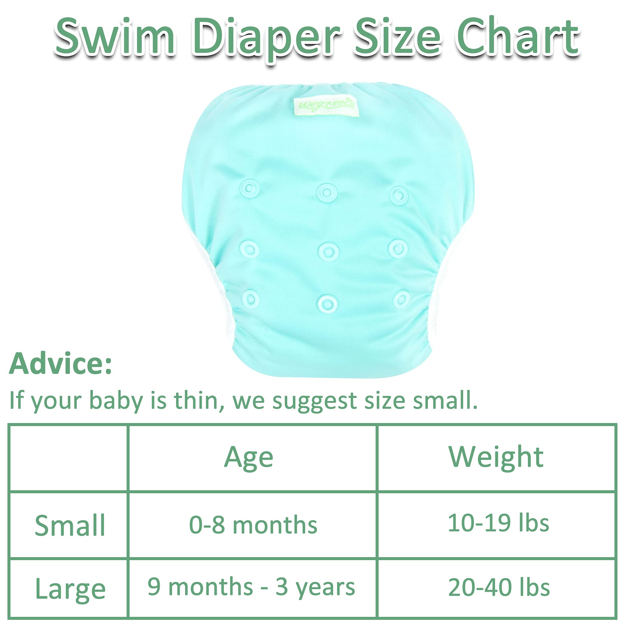 wegreeco Baby & Toddler Snap One Size Adjustable Reusable Baby Swim Diaper (Fresh, Large, 3 Pack)
