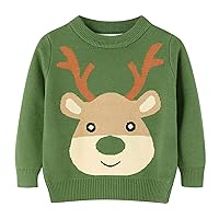 Crazy Girls Sweaters Toddler Boys Girls Christmas Deer Print Warm Knitted Sweater Long Sleeve Kids Zip up Hoodie