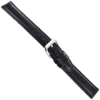15mm deBeer Smooth Genuine Leather Black Stitched Watchband Long
