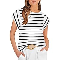Cap Sleeve Tops for Women Summer Tank Top Basic Tee Shirts Casual Loose Fit 2024 Fashion Turtleneck Shirt Women