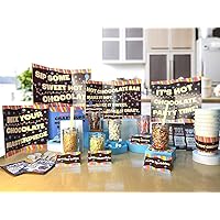 Crazy Cups Deluxe Hot Cocoa Bar Supplies Kit, Includes Hot Cocoa Bar Signs, Marshmallows, Candy Canes, Cinnamon Sticks, Sprinkles, Hot Cups With Sleeves, Hot Chocolate, Table Tents, Spoons, 6 Servings