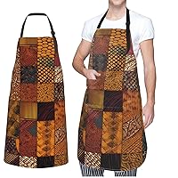 Adjustable Apron Waterproof Bib with 2 Pocket black and white chess Cooking Aprons for Women Men