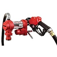 Fill-Rite FR4210HB 12V 20 GPM Fuel Transfer Pump with Discharge Hose & Automatic Nozzle, Red Gasoline, Diesel, Kerosene, Ethanol & Methanol Blends & Biodiesel