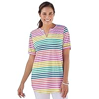 Woman Within Women's Plus Size Short-Sleeve Notch-Neck Tee