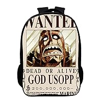 One Piece Graphic Backpack-Waterproof Bookbag with USB Charging Port Lightweight Travel Bag Anime Daypack
