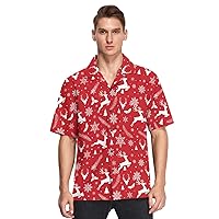 Christmas Reindeer Ice Hawaiian Shirt for Men,Men's Casual Button Down Shirts Short Sleeve for Men S