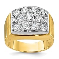 Diamond2Deal 14k Two-tone Gold Polished and Satin 3ct Diamond Complete Ring for Mens
