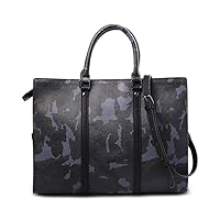 I.N.C. International Concepts INC Mens Faux Leather Camouflage Briefcase Navy Large