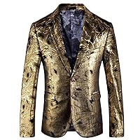 Mens Jacket Gold Suit Blazers Party Dress Christmas Costume