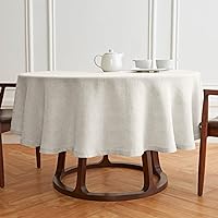 Solino Home Linen Round Tablecloth 70 Inch – 100% Pure Linen Light Flax Table Cover for Spring, Summer, Indoor, Outdoor – Sonoma Prewashed, Handcrafted from European Flax