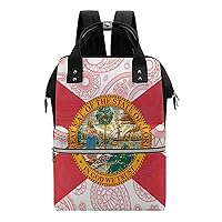 Florida State Paisley Flag Travel Backpacks Multifunction Mommy Tote Diaper Bag Changing Bags