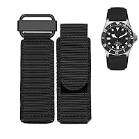 22mm 24mm Nylon Watch Band for Seiko Tudor Rolex BR Hook-and-Loop Fastener Sport Watchband Steel Buckle NATO Strap Black Blue (Color : Black-Black, Size : 22mm)