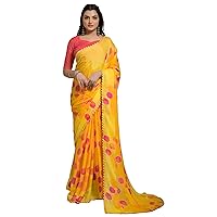 Indian Woman Formal Printed Chiffon Muslim Saree Blouse Sari 2038