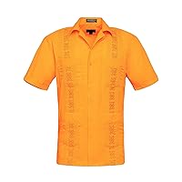 Men's Guayabera Premium Lightweight Embroidered Pleated Cuban Shirt