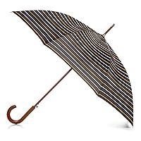 Totes Eco Auto Open Umbrella Classic Wooden J Stick Handle with Easy Grip - Windproof, Rainproof and Durable Canopy Design – Versatile Travel, Perfect for Rainy Days