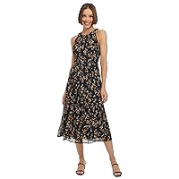 Tommy Hilfiger Women's Halter Midi Fit and Flare Chiffon