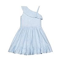 Hope & Henry Girls' Linen One Shoulder Flounce Dress