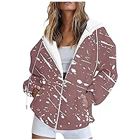 Womens Oversized Zip Up Hoodie Floral Print Retro Graphic Sweatshirts Drawstring Hooded Jacket Coat With Pockets