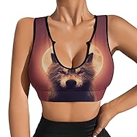 Wolf and The Moon Women's Sports Bra Workout Yoga Tank Top Padded Support Gym Fitness