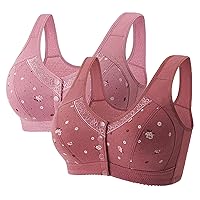 Daisy Bra for Seniors Front Closure Wireless Everyday Underwear Full Coverage Hide Back Fat Thick Padded Support Backless Bra