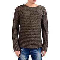 Salvatore Ferragamo Men's Brown Alpaca Wool Heavy Knitted Sweater Size US S IT 48
