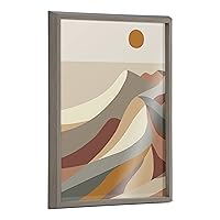 Blake MCM Mountains 1a Framed Printed Glass Wall Art by Rachel Lee of My Dream Wall, 18 x 24 Gray, Decorative Abstract Landscape Art for Wall