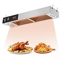 VEVOR French Fry Food Warmer, 750W Commercial Strip Food Heating Lamp, Electric Stainless Steel Warming Light Dump Station, Overhead 104-122°F Fries Warmer for Chip Buffet Kitchen Restaurant, Silver