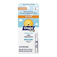 Baby Daytime Cooling Swabs for Teething, Drug-Free, 1 Pediatrician Recommended Brand for Teething*, 12 Swabs (Packing May Vary)