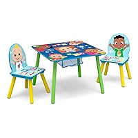 Kids Table and Chair Set with Storage (2 Chairs Included) - Greenguard Gold Certified - Ideal for Arts & Crafts, Snack Time, Homeschooling, Homework & More, CoComelon