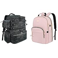 MATEIN Large Fishing Tackle Backpack with Cooler & 17 Inch Pink Laptop Backpack for Women, Large Travel Backpack Personal Item Size TSA Airline Approved with Luggage Strap for Work