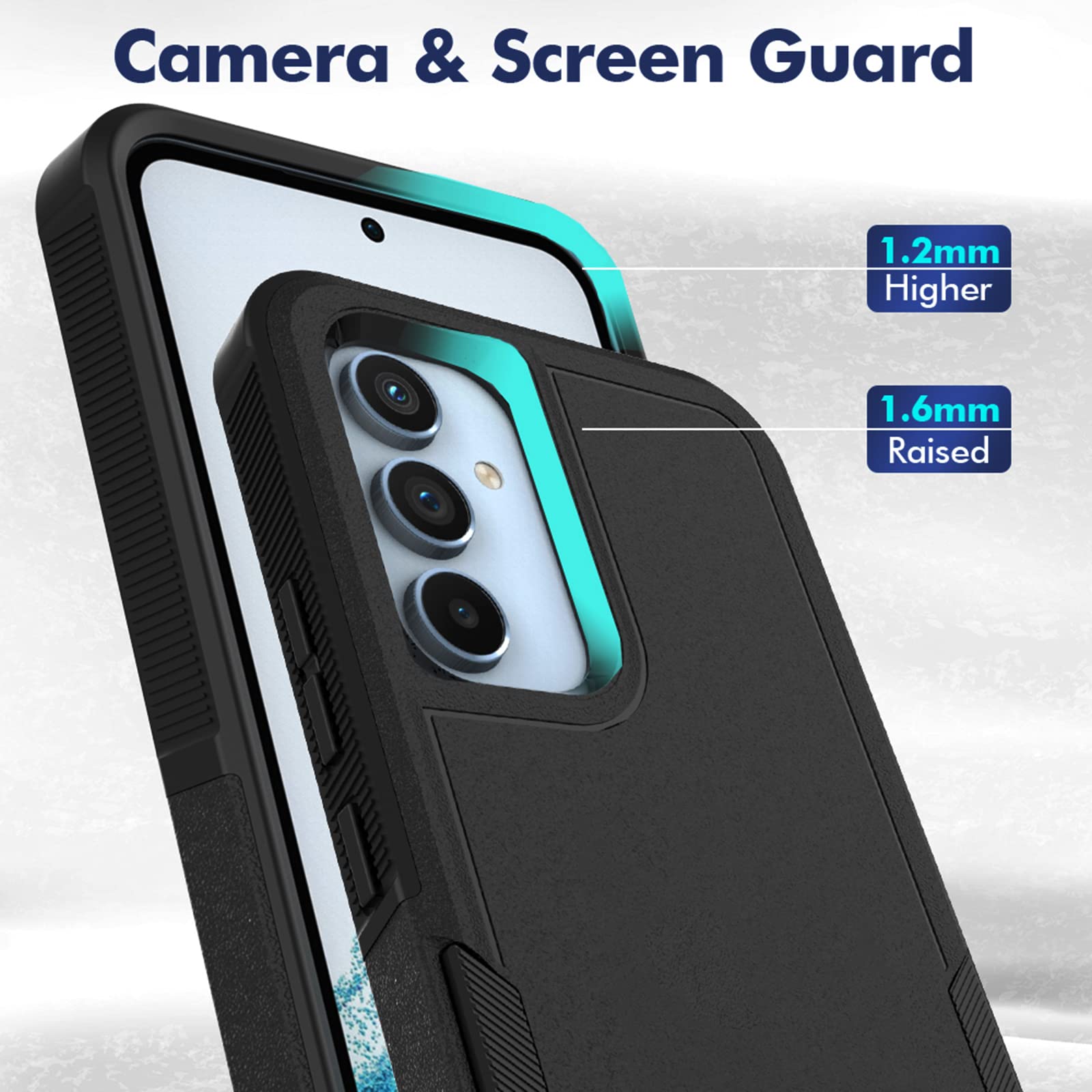 for Samsung Galaxy A54 5G Case: Dual Layer Protective Heavy Duty Cell Phone Cover Shockproof Rugged with Screen Protector - Military Protection Bumper Tough - Samsung Galaxy A54 2023, 6.4inch, Black
