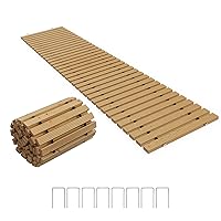 20FT Wooden Garden Pathway, Outdoor Roll Out Walkway Path for Patio,Lawn,Backyard,Beach,Wedding