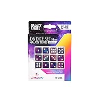 Galaxy Series Nebula D6 Dice Set | Set of 12 Six-Sided Dice | Premium Quality Resin Dice for Dice Games, Board Games and Card Games | Cosmic Glittering Design | Blue and Purple | Made by Gamegenic