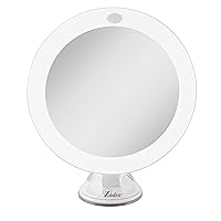 Zadro LED Lighted 10X Magnification Z'Swivel Power Suction Cup Vanity Wall Mount Beauty Makeup Mirror, White