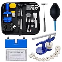 Watch Repair Tool Kit Professional - Including Watch Press Kit, Watch Battery Replacement Kit, Larger Rubber Dust Blowers, Watch Band Link Pins with Carrying Case (406pcs)