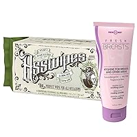 Fresh Body FB BREASTS Cream & Asswipes - Anti-Chafing Deodorant Lotion for Women 3.4oz & Asswipes Flushable Wipes 45ct Flow Pack (2 piece bundle)