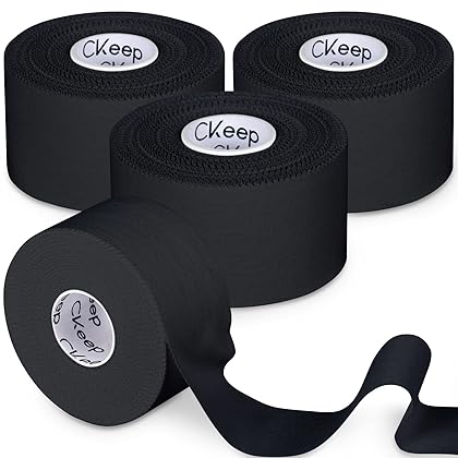 CKeep Athletic Tape, 45ft Per Roll, Easy to Tear and No Residue, Sport Tape for Strains and Sprains, Hypoallergenic and Breathable (4 Black)