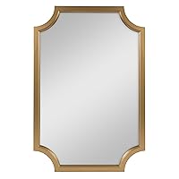 Kate and Laurel Hogan Wood Framed Wall Accent Mirror with Scalloped Corners, 24x36 Inches, Gold