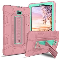 GUAGUA Compatible with Samsung Galaxy Tab A 10.1 2016 Case SM-T580 T585 T587 Kickstand 3 in 1 Heavy Duty Rugged Shockproof Protective Anti-Scratch Case for Galaxy Tab A 10.1 2016 Rose Gold/Green