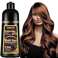 TSSPLUS Instant Hair Dye Shampoo Hair Color Shampoo Chestnut Brown Hair Dye Shampoo for Women & Men 3 in 1- Herbal Ingredients Coloring Shampoo in Minutes, Instant Hair Colouring (Chestnut Brown)