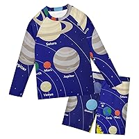 Solar System Planets Boys Rash Guard Sets Two Piece Swimsuit Set Swim Rash Guard Swim Trunks Set,3T