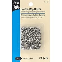 Dritz 750-65 Double-Cap Rivets, Nickel, 8mm x 6mm 24-Sets