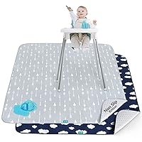 Splat Mat 2 Pack for Under High Chair & Arts & Crafts & Eating Mess, Waterproof Baby Playtime Anti-Slip Mat for Floor or Table, Reusable & Portable Splash Mat 42” ×46”