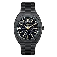 BUREI Fashion Quartz Watch Men Analog Date Stainless Steel Band Waterproof Classic Watches for Men