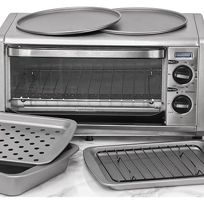 G & S Metal Products Company OvenStuff Personal Size 6-Piece Toaster Oven Set-Non-Stick Baking Pans, Easy to Clean and Perfect for Single Servings, Silver