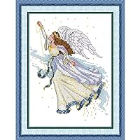CROSSDECOR Stamped Cross Stitch Kits for Beginners- Full Set of Butterfly Fairy Embroidery for Adults,11 CT 3 Strands DIY Patterns Counted Arts Craft 9.5×13.7 inch