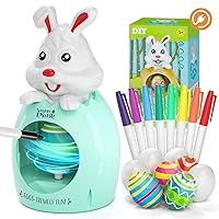 Easter Egg Decorating Kit Spinner, [2023]Rechargeable Egg Spinner - Includes 8 Quick Drying Markers & 8 White Eggs, Perfect Easter Crafts Gifts for Kids Toddlers, Easter Basket Stuffers for Girls Boys